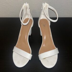 WINDSOR White Open Toe, Blocked High Heels - Size 9 - 3 inch heel